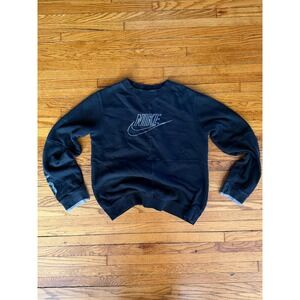 Nike Kids Black Sweatshirt Crewneck Long Sleeve Graphic Print Pullover XL